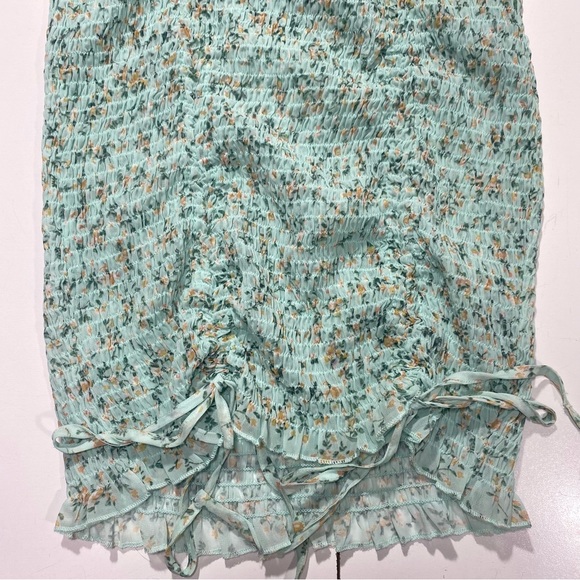 Roll’n Deep Clothing Company BlueishGreen Smocked  Ballon Sleeves Floral Dress L - Picture 8 of 13